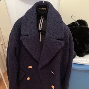 Topshop navy Boucle coat